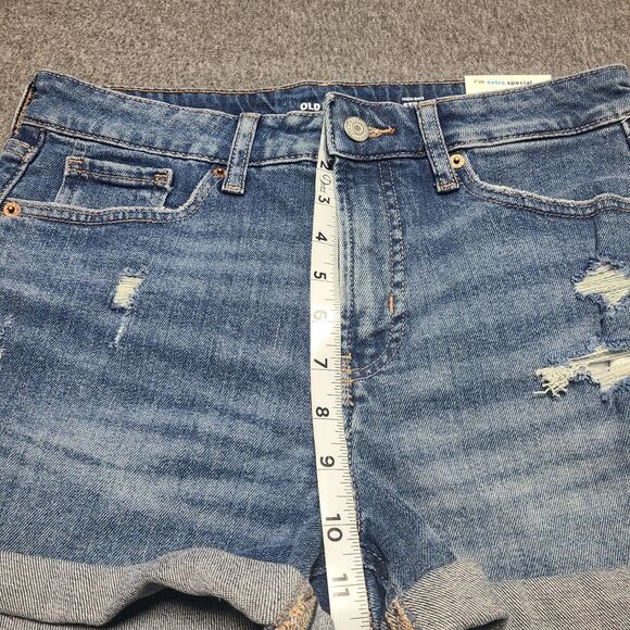 Old Navy Womens Shorts 6 Blue Cuffed Hem OG Straight Beach Party Hot Mom Denim - Picture 3 of 10